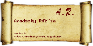 Aradszky Róza névjegykártya